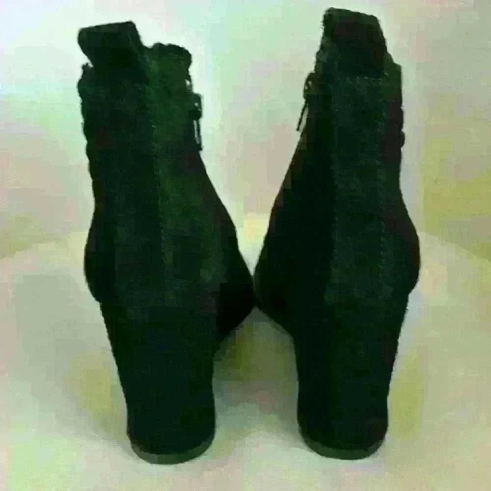New no tags Cooper Key Black Suede Wedge Booties. Size 8.5 - Picture 2 of 5